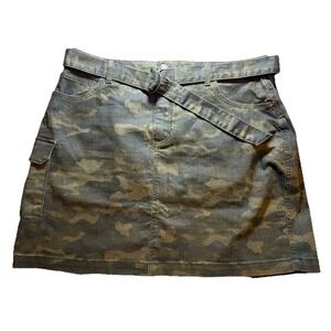 Evri Denim Cargo Skirt Womens 18W Camo‎ Green Stretch Jean Utility Short